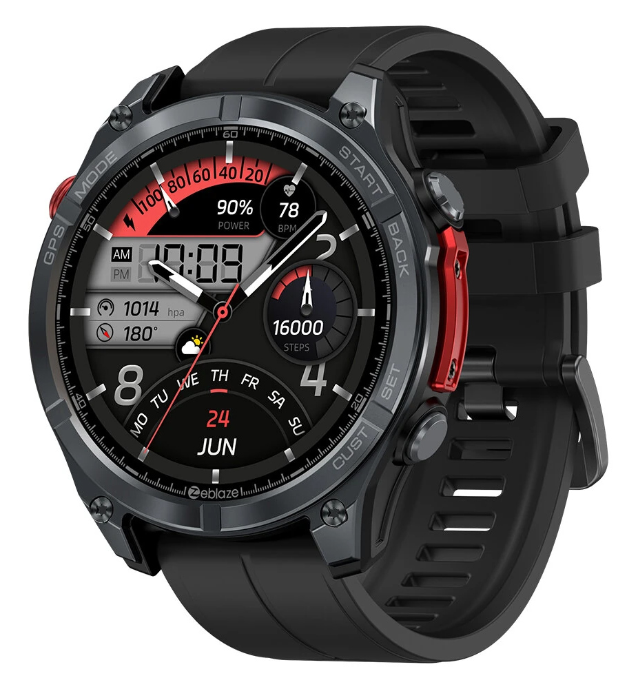STRATOS4-BK ZEBLAZE smartwatch Stratos 4 με φακό, heart rate, 1.43" AMOLED, GPS, 5 ΑΤΜ, MIL-STD-810H, μαύρο - 6946639813847 - Image 1