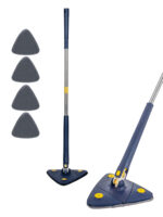 HOME USE τριγωνική σφουγγαρίστρα HUH-0257 με 4x πανιά μικροϊνών, προσαρμόσιμο ύψος, μπλε - 5210131151648