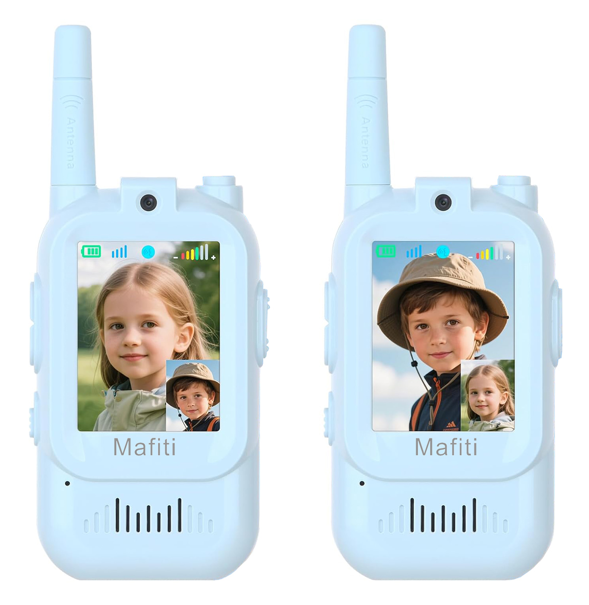 JK200 MAFITI παιδικά walkie talkie JK200 με οθόνη & κάμερα, 3+ ετών, επαναφορτιζόμενα, μπλε, 2τμχ - 5210131157978 - Image 1