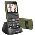 POWERTECH κινητό τηλέφωνο Sentry Eco V2, dual SIM, πλήκτρο SOS, χακί - 5210131149379