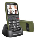 POWERTECH κινητό τηλέφωνο Sentry Eco V2, dual SIM, πλήκτρο SOS, χακί - 5210131149379