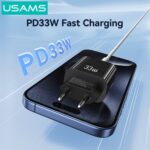 USAMS φορτιστής τοίχου CC317, USB & USB-C, 33W, GaN, μαύρος - 6958444994383 - Image 2
