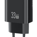 USAMS φορτιστής τοίχου CC317, USB & USB-C, 33W, GaN, μαύρος - 6958444994383