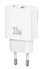 USAMS φορτιστής τοίχου CC317, USB & USB-C, 33W, GaN, λευκός - 6958444994390