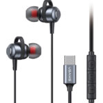 USAMS earphones με μικρόφωνο US-SJ758, USB-C σύνδεση, μεταλλικά, 1.2m, γκρι - 6958444995304