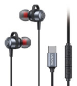 USAMS earphones με μικρόφωνο US-SJ758, USB-C σύνδεση, μεταλλικά, 1.2m, γκρι - 6958444995304