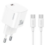 USAMS φορτιστής τοίχου CC262 με καλώδιο USB-C, 30W, GaN, λευκός - 6958444994208