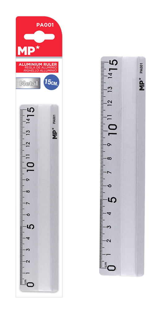 PA001 MP μεταλλικός χάρακας PA001, 15cm, ασημί - 8435250915484 - Image 1