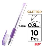 MP σετ στυλό διαρκείας ballpoint PE105 με glitter, 0.9mm, διάφορα χρώματα, 10τμχ - 8435250911301 - Image 2