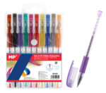 MP σετ στυλό διαρκείας ballpoint PE105 με glitter, 0.9mm, διάφορα χρώματα, 10τμχ - 8435250911301