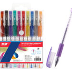 MP σετ στυλό διαρκείας ballpoint PE105 με glitter, 0.9mm, διάφορα χρώματα, 10τμχ - 8435250911301