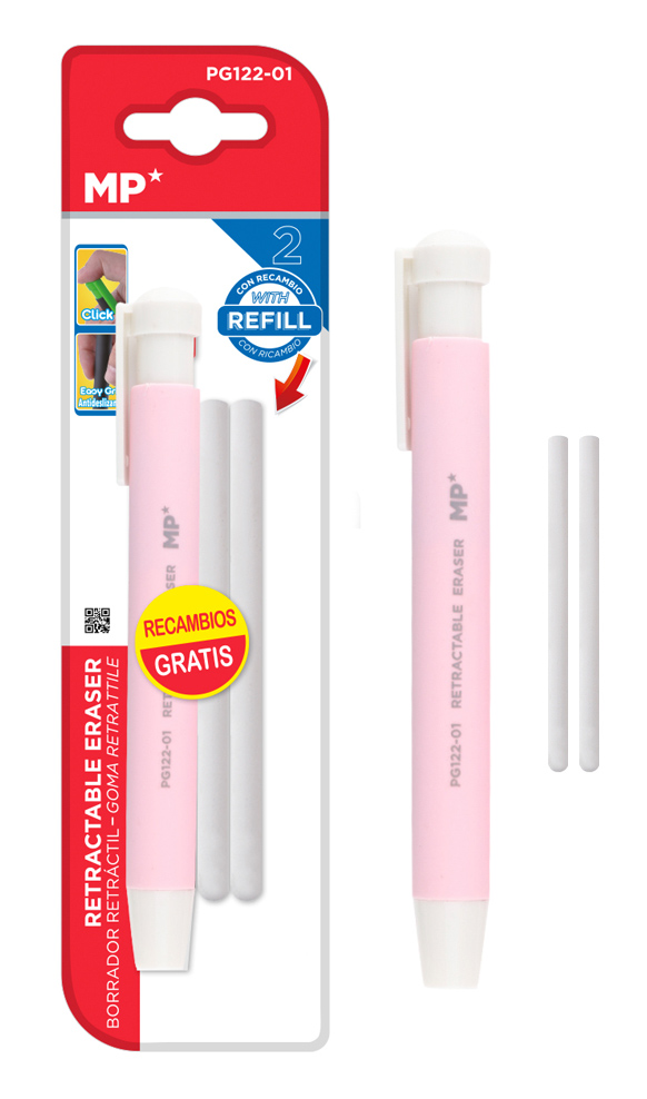 PG122-01-PK MP μηχανική γόμα για μολύβι PG122-01 με 2x ανταλλακτικά, ροζ - 8435250906703 - Image 1