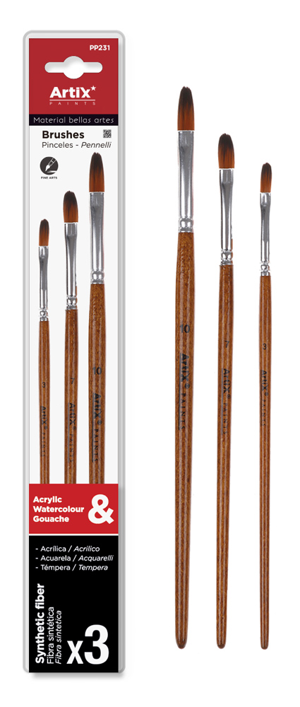 PP231 ARTIX PAINTS σετ πινέλων ζωγραφικής PP231, καφέ, 3τμχ - 8435250984770 - Image 1