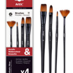 ARTIX PAINTS σετ πινέλων ζωγραφικής PP387-03, μαύρο, 4τμχ - 8435464133285