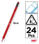 MP χρωματιστές ξυλομπογιές PP825 με γόμα, τρίγωνες, 24τμχ - 8435464147879 - Image 2