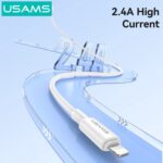 USAMS καλώδιο Lightning σε USB SJ762, 2.4A 12W, 480Mbps, 1m, λευκό - 6958444995465 - Image 2