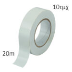 POWERTECH μονωτική ταινία, λευκή, 18mm, 20m, 10 τεμάχια - 5210131011843