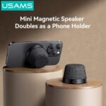 USAMS μίνι φορητό ηχείο YX016, μαγνητικό, 3W, Bluetooth, 700mAh, μαύρο - 6958444995397 - Image 2