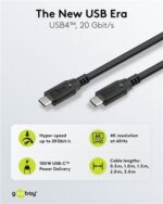 GOOBAY καλώδιο USB-C 74198, USB4, 100W, 20Gbps, 4K/60Hz, 3m, μαύρο - 4040849741982 - Image 2