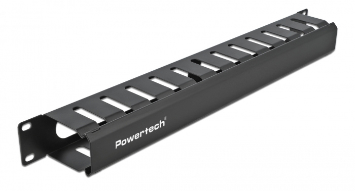 NETW-0047 POWERTECH cable management NETW-0047 για rack 19"/1U, μεταλλικό, μαύρο - 5210131153284 - Image 1