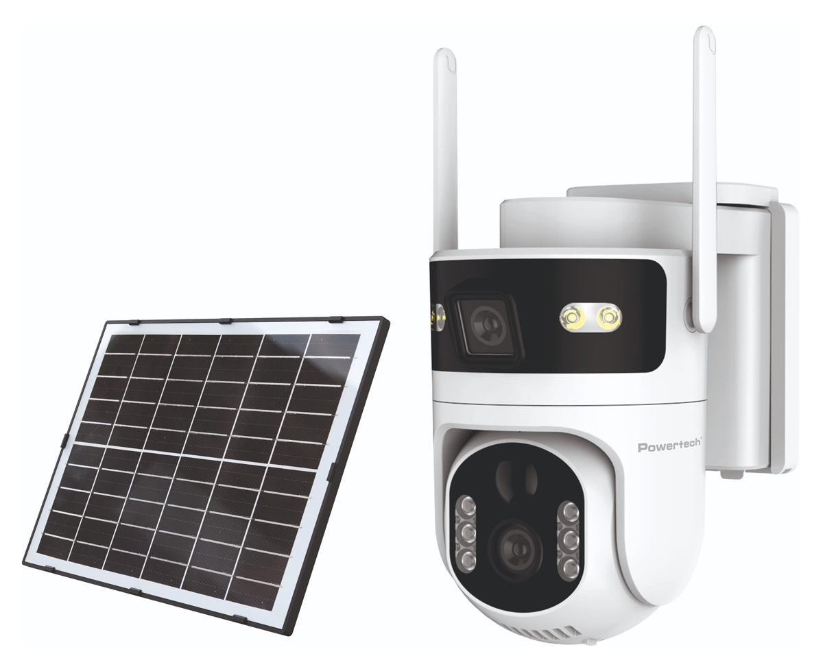 PT-1547 POWERTECH smart ηλιακή κάμερα PT-1547, dual lens, 4MP, 4G, PTZ, SD, IP65 - 5210131151105 - Image 1