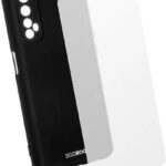 Rubber Back Cover Egoboo Σιλικόνης Μαύρο & Tempered Glass (Realme 7)