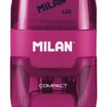 MILAN ξύστρα μολυβιών με κάδο & γόμα 1204703116, ροζ - 5210131169216