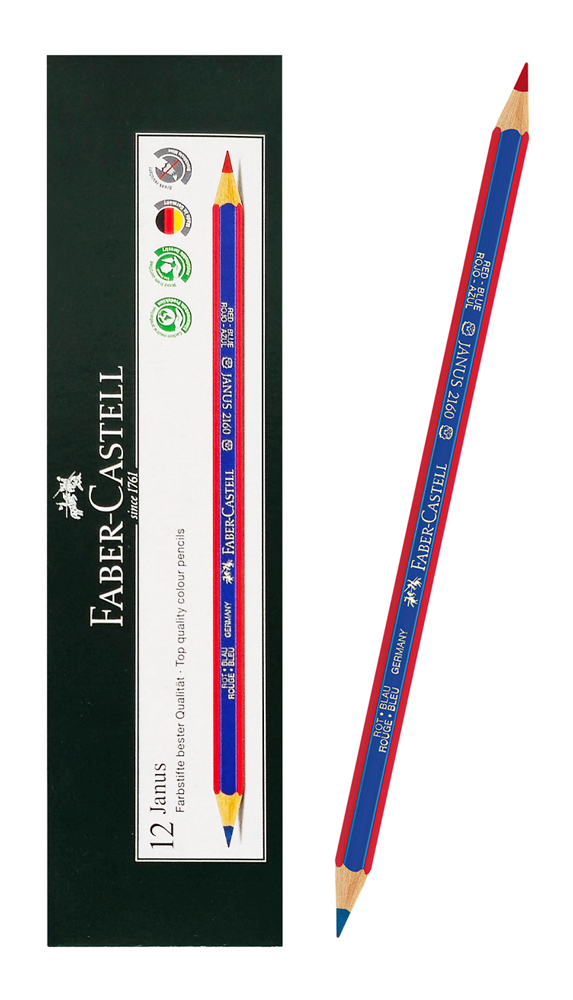 224116000 FABER CASTELL ξυλομπογιά με διπλή μύτη 224116000, εξάγωνο, μπλε/κόκκινο, 12τμχ - 4005401006435 - Image 1