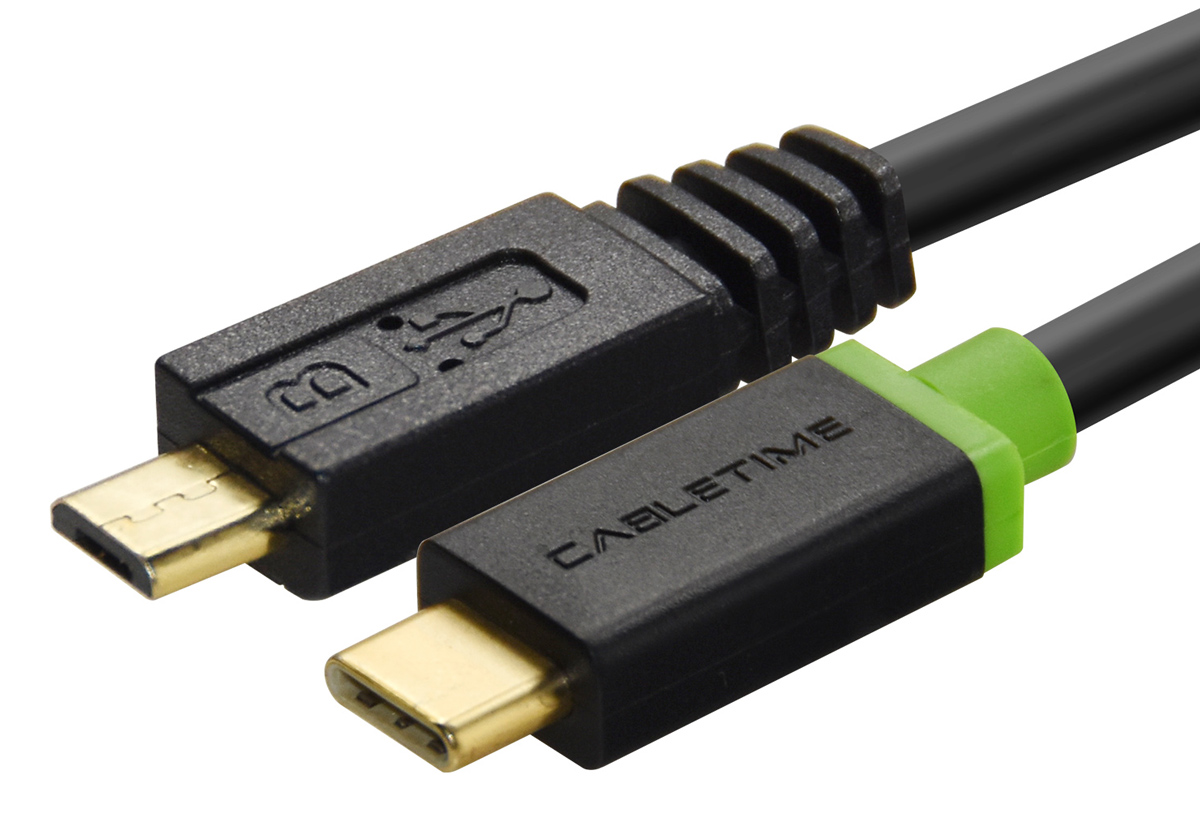 5210131155837 CABLETIME καλώδιο USB-C σε micro USB CT-U32-CMMCBG, 2A, 480Mbps, 1m, μαύρο - 5210131155837 - Image 1