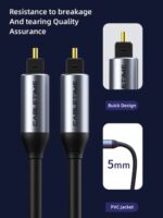 CABLETIME καλώδιο ήχου Toslink CT-AV380-P04GN, gold plated, 5mm, 1m, μαύρο - 5210131155929 - Image 2