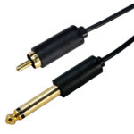 CABLETIME καλώδιο ήχου 6.35mm σε RCA AV323-11RCAG, 1.8m, μαύρο - 5210131159187