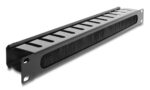 DELOCK cable management 67628 για rack 19"/1U, με βούρτσα προστασίας, μεταλλικό, μαύρο - 4043619676286