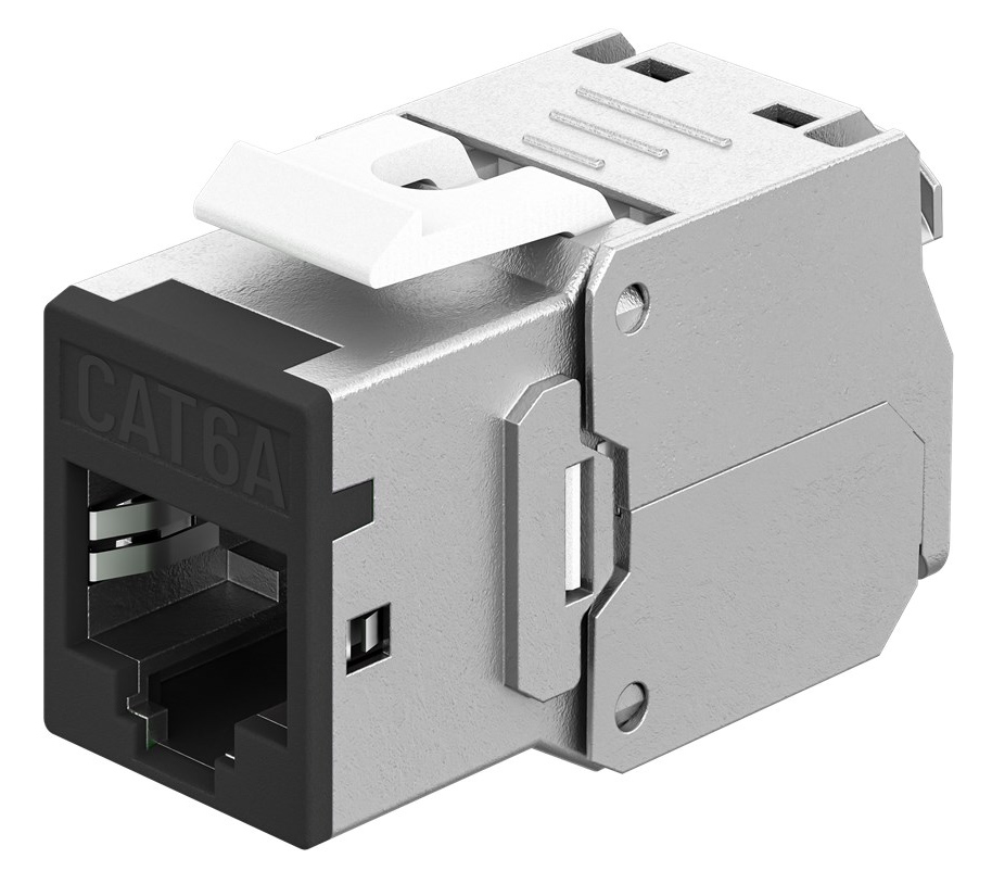 77943 GOOBAY Keystone module RJ45 77943, CAT 6A STP, slim, toolfree, ασημί/μαύρο - 4040849779435 - Image 1