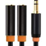 CABLETIME καλώδιο ήχου 3.5mm σε 2x 3.5mm CT-AV309-P12G, 20cm, μαύρο - 5210131159125