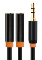 CABLETIME καλώδιο ήχου 3.5mm σε 2x 3.5mm CT-AV309-P12G, 20cm, μαύρο - 5210131159125