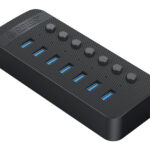 ORICO USB hub CT2U3-7AB με διακόπτες, 7x θυρών, USB 3.0, 5Gbps, USB σύνδεση, μαύρο - 6954301174448