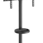 BRATECK βάση τηλεόρασης δαπέδου FS38-46TWE, 37-86", έως 50kg, με ράφι & cable management, ροδάκια, μαύρη - 5210131160404