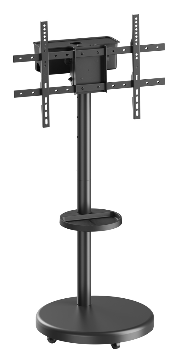 FS38-46TWE BRATECK βάση τηλεόρασης δαπέδου FS38-46TWE, 37-86", έως 50kg, με ράφι & cable management, ροδάκια, μαύρη - 5210131160404 - Image 1