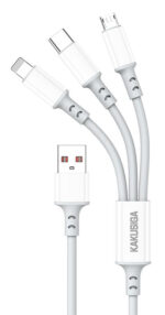 KAKUSIGA καλώδιο USB σε USB-C/Lightning/Micro USB KSC-1025, 5A, 480Mbps, 1.2m, λευκό - 6921042153018