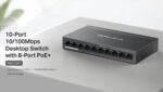 MERCUSYS desktop switch MS110P, 10x 10/100Mbps θύρες, PoE+, V1.0 - 6957939001162 - Image 2