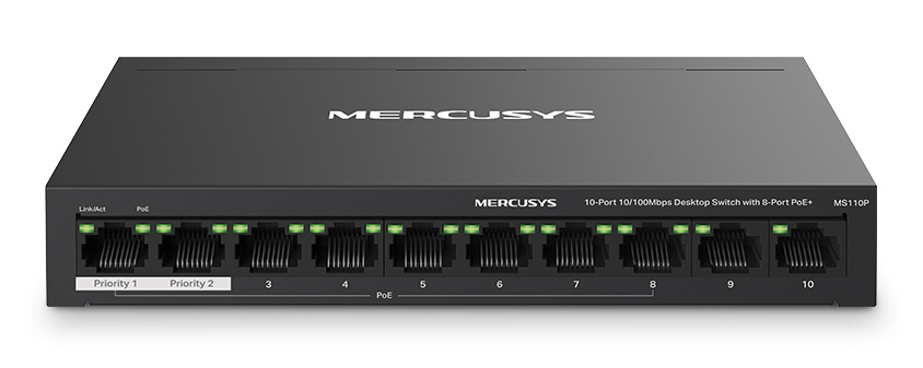 MS110P MERCUSYS desktop switch MS110P, 10x 10/100Mbps θύρες, PoE+, V1.0 - 6957939001162 - Image 1