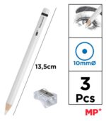 MP ξυλομπογιά PA1102 με ξύστρα, 5mm μύτη, στρογγυλό, λευκό, 2τμχ - 8435721038384 - Image 2