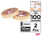 MP κολλητική ταινία διπλής όψεως PA512-01, 12mm, 10m, μπεζ, 2τμχ - 8435250905003 - Image 2