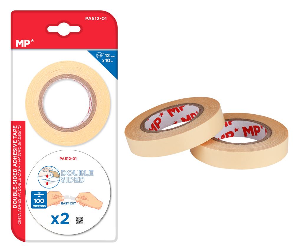 PA512-01 MP κολλητική ταινία διπλής όψεως PA512-01, 12mm, 10m, μπεζ, 2τμχ - 8435250905003 - Image 1
