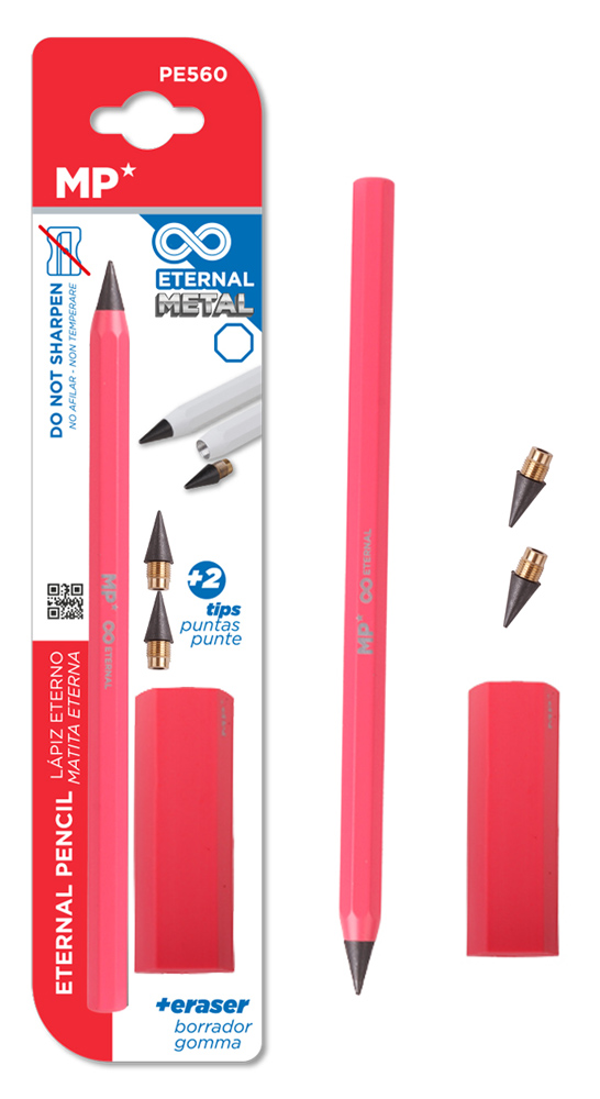 PE560-PK MP eternal μολύβι PE560 με γόμα & 2x ανταλλακτικές μύτες, ροζ - 5210131169254 - Image 1