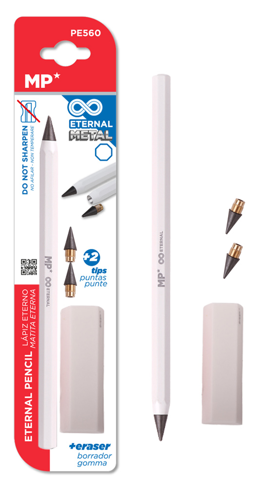 PE560-WH MP eternal μολύβι PE560 με γόμα & 2x ανταλλακτικές μύτες, λευκό - 5210131169261 - Image 1