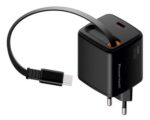 POWERTECH φορτιστής τοίχου PT-1571 με πτυσσόμενο καλώδιο, USB-C, 30W, GaN, μαύρος - 5210131157756 - Image 2