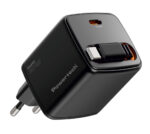 POWERTECH φορτιστής τοίχου PT-1571 με πτυσσόμενο καλώδιο, USB-C, 30W, GaN, μαύρος - 5210131157756