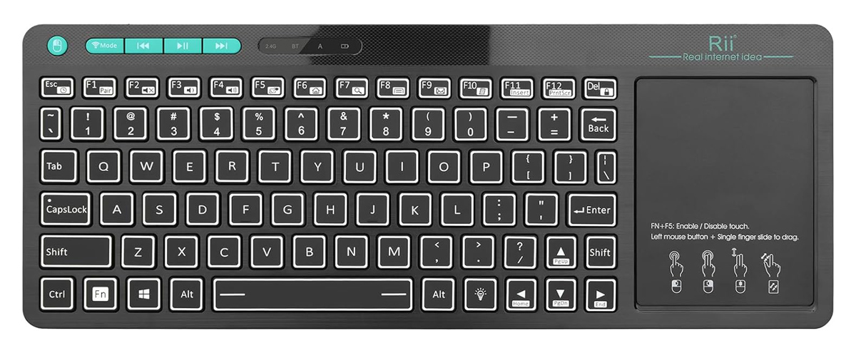 RT-MWK18-11 RIITEK ασύρματο πληκτρολόγιο Mini K18S με touchpad, RGB backlit, 2.4GHz & Bluetooth - 6952917745014 - Image 1