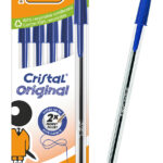 BIC στυλό διαρκείας ballpoint Cristal Original, 1mm μύτη, μπλε, 5τμχ - 3086123734661